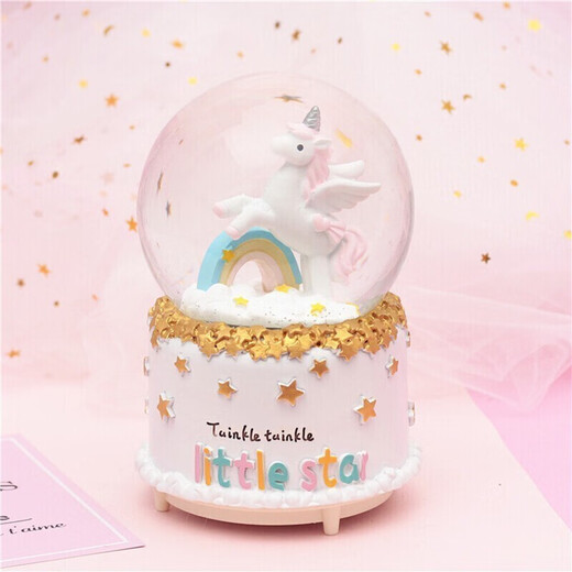 
IMVE Aisa Crystal Ball Music Box Children's Gifts for Little Girls Music Boxes Toys Girls Birthday Gifts 3-14 Years Old Moon Unicorn (Light + Music + Snow)