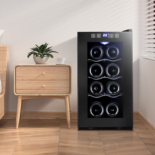 Bacchus red wine cabinet constant temperature wine cabinet home mini small electronic wine cabinet wine foreign wine cabinet built-in storage wine cabinet refrigerated tea cigar cabinet constant humidity living room kitchen light luxury 25L stainless steel shelf style 8 pieces four layers