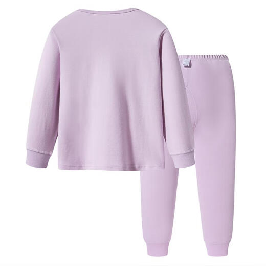 Ropa de otoño para niños grandes de tres tiros y pantalones de otoño, categoría A, conjunto de ropa interior antibacteriana de algodón puro de manga larga con cuello redondo para niñas para adolescentes, lavanda 150