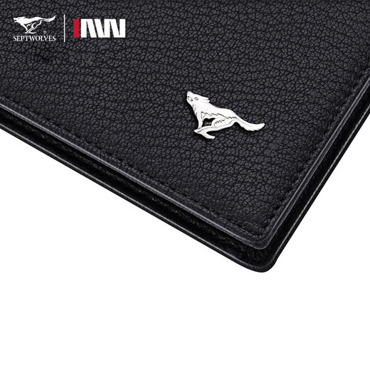 
Seven Wolf Deerskin Wallet Men's Short Leather Casual Wallet Multi-Card Gift Box Father's Day Gift Practical Gift for Dad Black-Gift Box Pack
