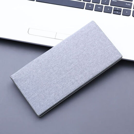 Kuqi Кошелек-кенгуру Мужской 2023 Китайский День святого Валентина Студенческий корейский вариант Мужской длинный холщовый кошелек Ультратонкий простой держатель для карт с несколькими отделениями Встроенный холст Серый длинный стиль с пряжкой для ремня