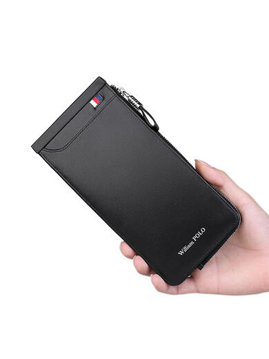 Williampolo Kaiser Paul Anti-Diebes-Bürsten 25 Multi-Card-Kartenpaket für Männerlizenzkartenkarten Karthahnhöhe Langes Reißverschluss Mobiltelefon Beutel Schwarz mit Theken Geschenkbox