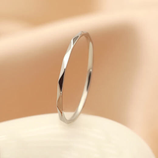 MZMZ Platinum Ring Diamond Pattern pt950 Platinum Plain Ring Men's and Women's Ring Birthday Anniversary Gift Light Luxury Style-Diamond Pattern Ring