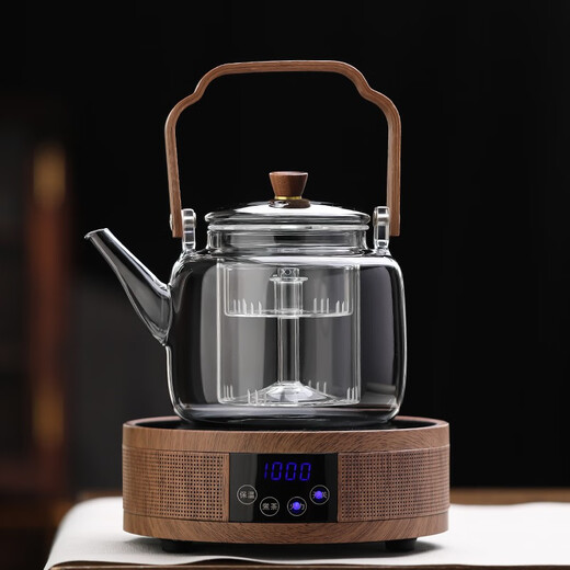 Gao Ming Teapot Transparent Black Chinese Lift Teapot Glass Boiling Teapot Electric Ceramic Stove Tea Maker Charcoal Stove Steaming Integrated Mohai 4th Generation Pot 1000ml