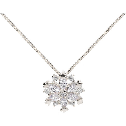 Blancpain Snowflake S925 sterling silver necklace women's exquisite clavicle chain 2024 new light luxury niche design high-end champagne color Snowflake Necklace