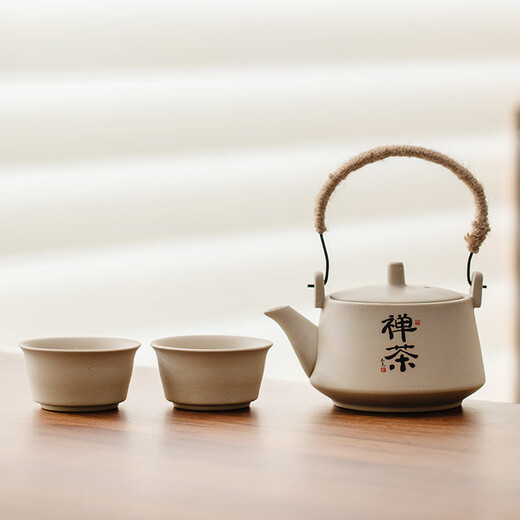 Small set dormitory home coarse ceramic nostalgic Kung Fu tea set one pot two cups tea-making teapot kettle one pot two cups