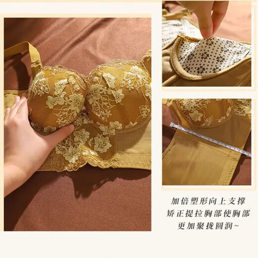 AXRG中脉JM小胸显大调整型内衣贵妇精油刺绣收副乳聚拢防下垂文胸罩 莫奈灰9215# 85A 38/B通杯