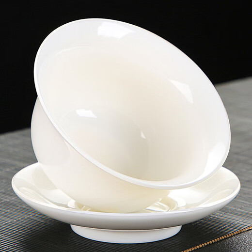 Jingdezhen mutton-fat jade white porcelain Kung Fu tea set for home living room simple modern office Dehua white porcelain tea cup 14-head mutton-fat jade Xishi teapot set (cup with words