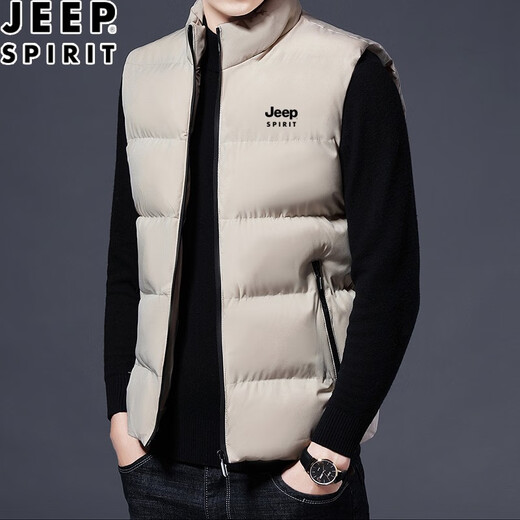 JEEP SPIRIT马甲男秋冬季潮流男装加厚保暖休闲背心男士棉服外套坎肩外穿衣服 M66黑色 2XL （建议130-145斤）