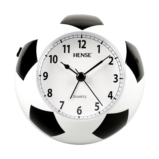Hense creative football small alarm clock children's alarm watch boy student special wake-up artifact desktop clock HA09 black and white