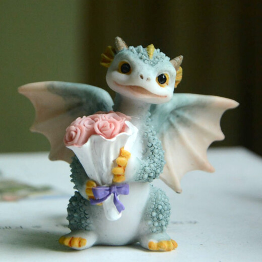 Really comfortable and creative, cute little dragon ornaments, living room crafts, cartoon dolls, resin simulation animal decoration, gift for boyfriend, dragon reading on stone