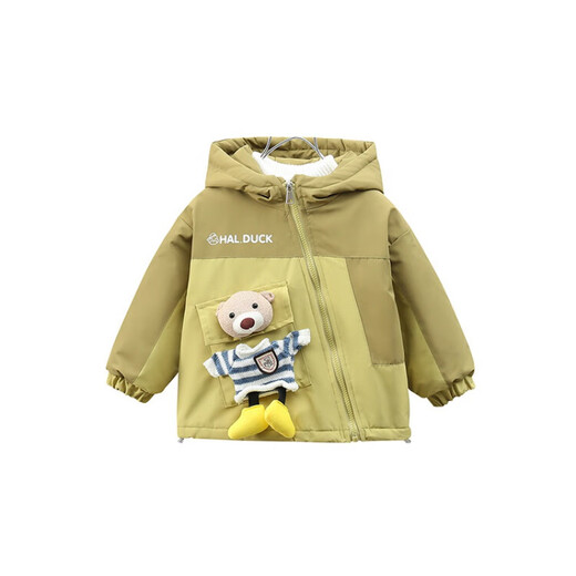 G.DUCKKIDS Little Yellow Duck Children's Clothes Children's Cotton Clothes Boys' Cotton Clothes Thickened Jackets Winter Children's Velvet Jackets Boys' Cotton-padded Jackets Bean Green 120 Size 5~6 years old 110-120cm cm