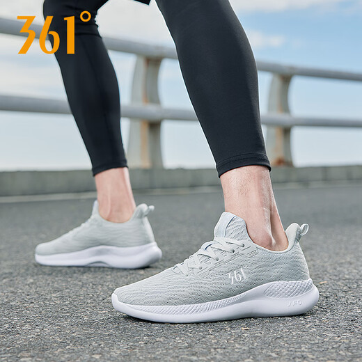 361 men's shoes 2025 summer new sports shoes men's mesh breathable casual running shoes men's light shock-absorbing running shoes [Flying mesh] Photon gray/361 degree white 41