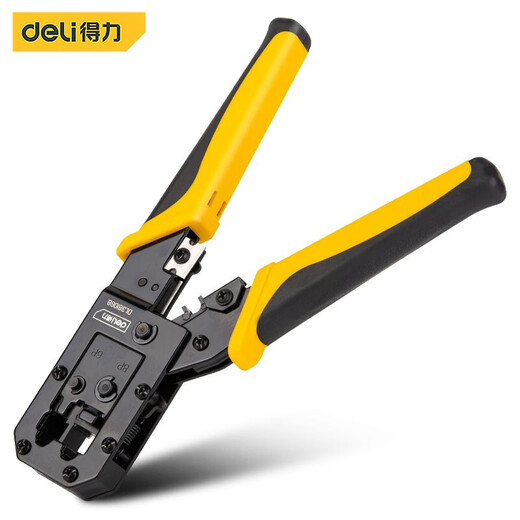 Deli network cable pliers, professional grade crystal head crimping pliers for connecting network cables, six categories of household multi-functional 6P/8P ratchet labor-saving network pliers DL381068