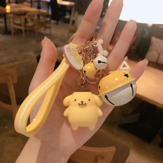 卡通布丁狗钥匙扣锁匙扣网红女可爱创意礼品个性玩偶车钥匙挂件 【长耳兔+铃铛】钥匙扣