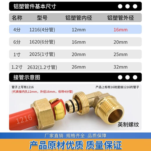 
Chengliu 4-point aluminum-plastic pipe joint 1216 solar pipe water heater pipe fittings inner wire outer wire direct diameter change tee accessories 12164 points (1/2) outer wire tee accessories