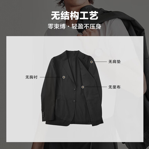 By Creations Machine washable easy-care suit suit men's business casual professional commuting formal groom wedding suit black 44 (165/84A)