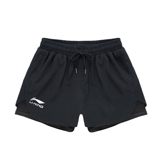 Li Ning (LI-NING) swimming trunks men's swimming trunks boxer double-layer beach trunks anti-fog swimming goggles and swimming cap set 24-37XL