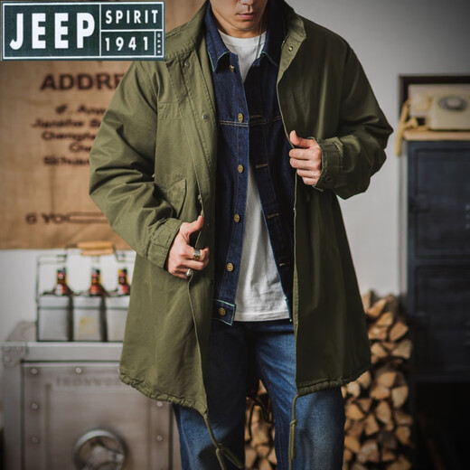 JEEP SPIRIT workwear American M51 park overcoming fishtail field windbreaker military green coat cloak jacket men's mid-length military green L
