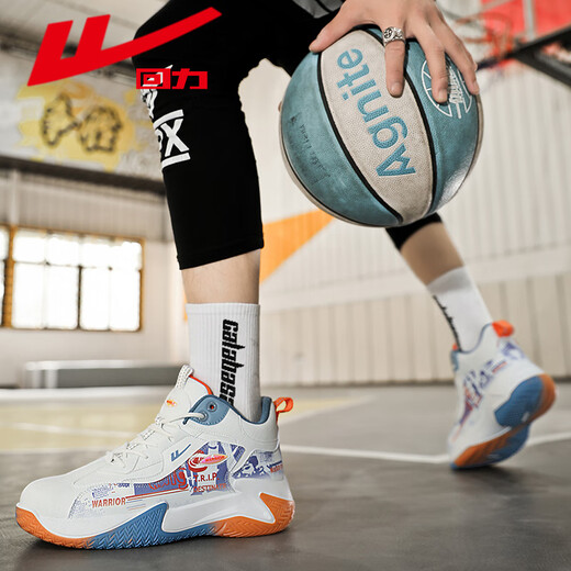 Pull back basketball shoes men's shoes new autumn high-top sports shoes youth leather waterproof thick sole non-slip heightening running shoes white/blue/orange 40