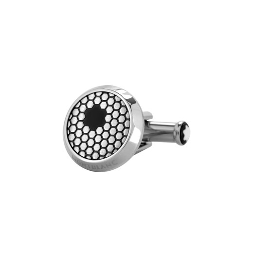 万宝龙MONTBLANC黑色六角形图案袖扣118598【礼物 同价618】