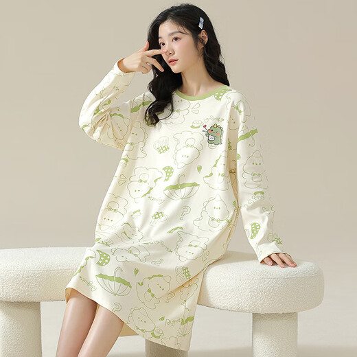 Palando 24 Herbst neues Produkt Spring- und Herbst-Langarm-Nachthemd für Frauen Herbst-Pyjamas Sommer-Heimkleidung Großgröße Student Kleid 08M16863 m