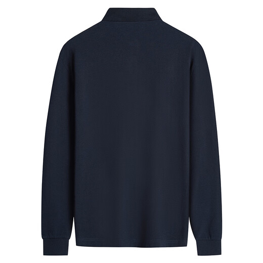 Dances with Wolves 7A grade antibacterial pure cotton skin-friendly and versatile men's long-sleeved POLO shirt 102 dark blue XL (180)