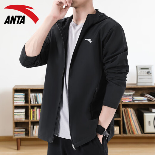 ANTA velvet water-repellent sports jacket for women winter outdoor hiking and mountaineering clothing hooded assault jacket casual top -4 basic black (velvet is the same for men and women) M /170