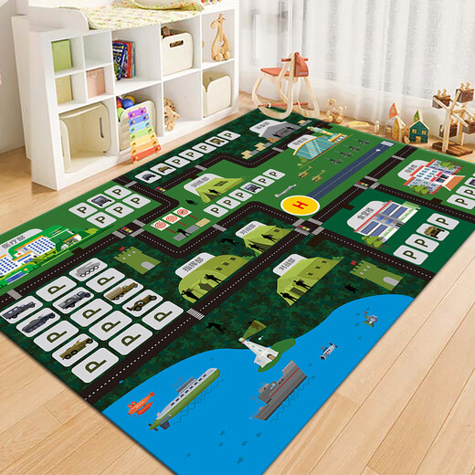 Jinko children's crawling carpet city traffic scene map toy blanket road track parking lot carpet gray city-3 80*120 cm