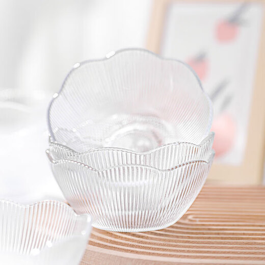 Huixun Jingdong's own brand glass petal bowl dessert salad ice cream fruit bowl 300ml
