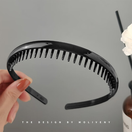 Zhuo Keke simple black face wash headband for women summer makeup with toothed bangs for broken hair headband non-slip pressure hairpin medium teeth matte black
