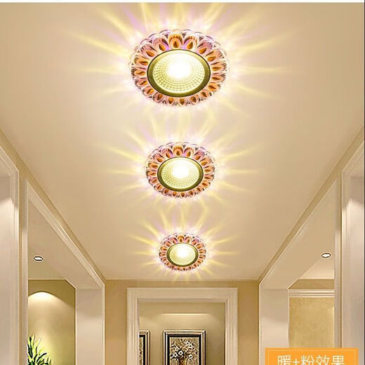 LED-Downlight, Strahler, Lochlicht, eingebettete dreifarbige Decke, ultradünne Deckenleuchte, Öffnung für Wohnzimmer, 6/7/8/9/17 cm, rosa Wassertropfen, einzelnes Licht (warmes Licht)