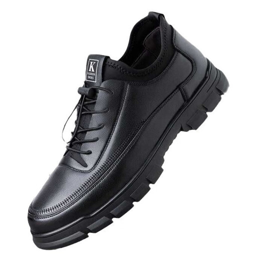 Zhenxiqi business leather shoes for men, casual sports, breathable soft soles, non-slip, heightening, comfortable and wear-resistant shoes for young students, black, heel height 3 cm, size 42