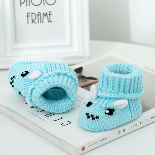 Xin Yueqing 0-6 months old hand-woven baby wool shoes for 100 days full month baby shoes without losing shoes 3 plus velvet thickened cotton shoes without velvet ears rabbit wool shoes orange color average size (inner length 11cm)