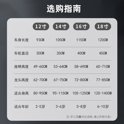 Tongbeixing children's bicycle boy 2-3-6-8-9 years old child bicycle bicycle baby stroller elegant black + spoked wheels + pillion helmet gift package 14 inches suitable for height 95-115cm