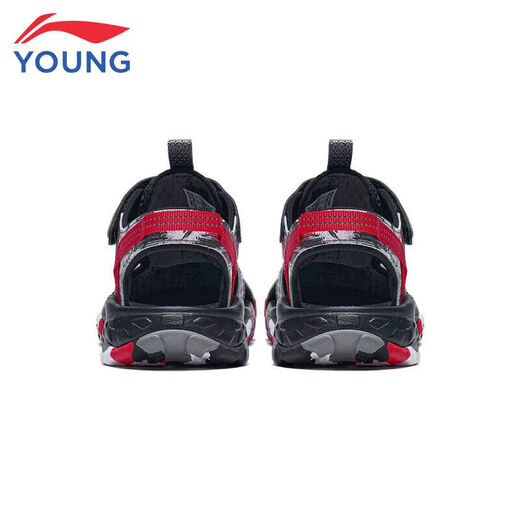 Li Ning children's sandals for boys and girls trek non-slip mesh breathable outdoor river sandals toe-toe beach shoes shadow gray/black/cinnabar red 26 inner length about 16.9cm suitable for feet 15.9cm long