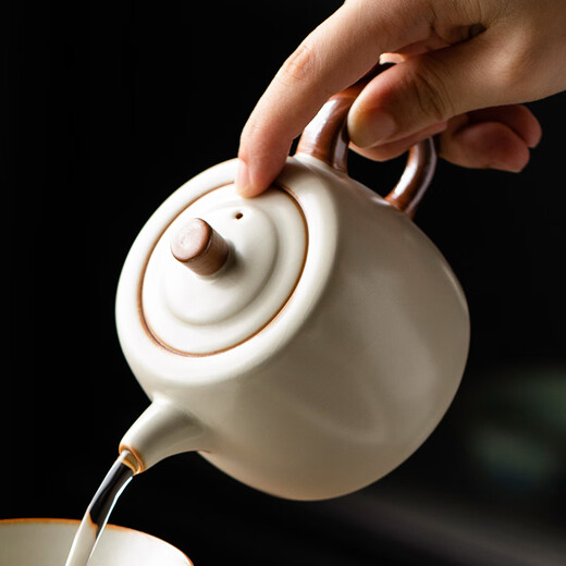 Xiyuanji Beige Ru Kiln Teapot Ceramic Large Teapot Jinglan Pot Kung Fu Tea Set Tea Kettle Beige Ru Kiln Jinglan Teapot Gift Box