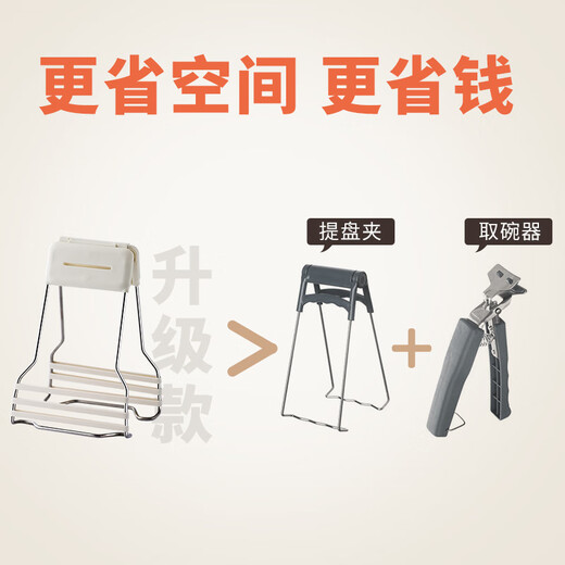 RSRDDY anti-scalding bowl clamp, stainless steel plate grab bowl clamp, tray clamp, anti-slip steamer steamer clamp, gray and white anti-scalding two-piece set