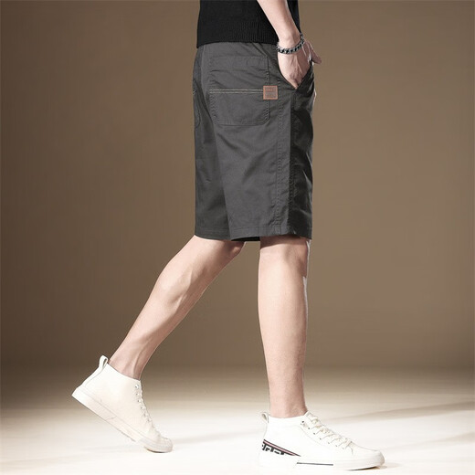 Romon high-end American casual shorts men's summer thin ice silk trendy brand loose sports mid-pants trendy straight-leg five-point pants 983 khaki XL
