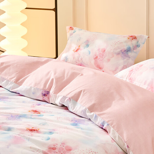 Luolai Home Textiles 100% Cotton High-quality Pure Cotton Wool Set Furniture Furniture Technique Autumn and Winter Warm Care Four-Piece Set [High-end 60 Patches of Furniture] Jingwen Flower Language 1.8/2.0 meters wide bed suitable for quilt cover 220*250cm