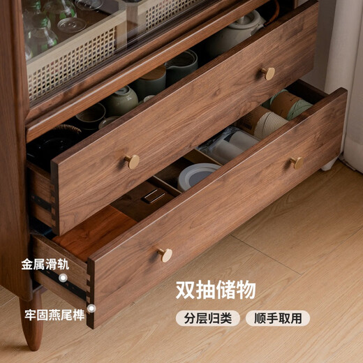 
Genji Wooden TV Cabinet Side Cabinet Living Room Black Walnut Wood Flip Cabinet Stand Cabinet Household Wall Storage Cabinet Display Cabinet 0.8m Side Cabinet (800*350*1595mm)