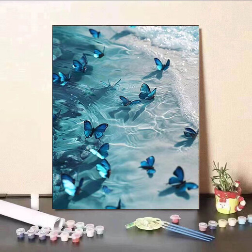 Youke New 2024 Digital Oil Painting Diy Hand-colored Oil Painting Butterfly Digital Oil Painting Wall Hanging Decoration XK-1381 [30*40 Tighten the inner frame + brush paint]