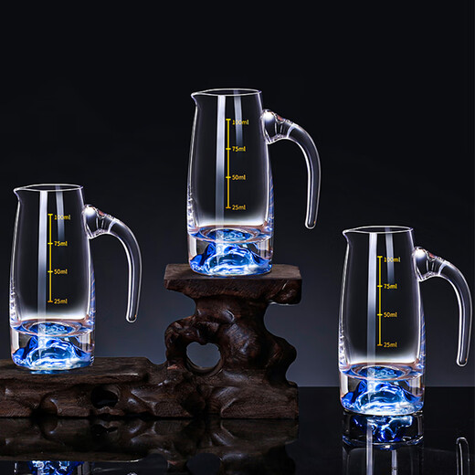 Flower Language Four Seasons Liquor Cup Wine Distributor Household Set One-cup Bullet Cup Light Luxury Glass Wine Set High-end Spirit Cup Goblet 6 Pots 6 Cups 1 Stand Blue Mountain Pot + Blue Mountain Cup