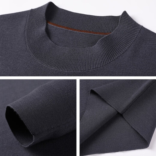 NOSSKISS luxury high-end brand men's wool sweater for men Basulan worsted pure wool autumn and winter half turtleneck sweater for men classic gray S 165