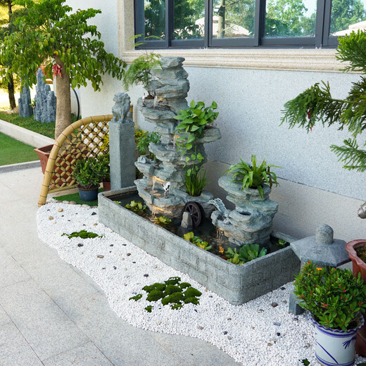泉韵假山鱼池瀑布流水景观摆件循环水鱼缸庭院阳台墙角风水轮造景装饰 【190×70×155CM高】货号5010