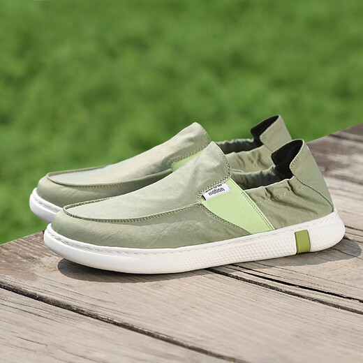 Monide Marke Leinwandschuhe Herren koreanischer Stil Trendy Fuß Cover alte Peking -Stoffschuhe Sommer Ein Fuß weicher Sohle Faulpelschuhe Schwarz 44
