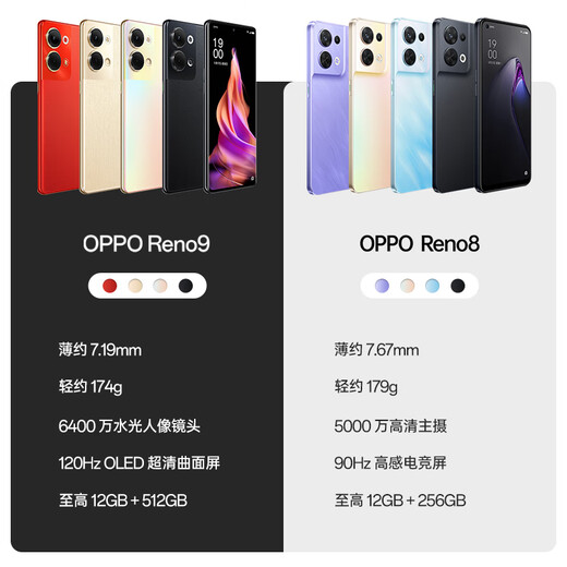 OPPO Reno9 12GB+512GB Haoyue Black 64 million water light portrait lens OLED ultra-definition curved screen 5G mobile phone [Enco Free3 Blue Frost White Set]