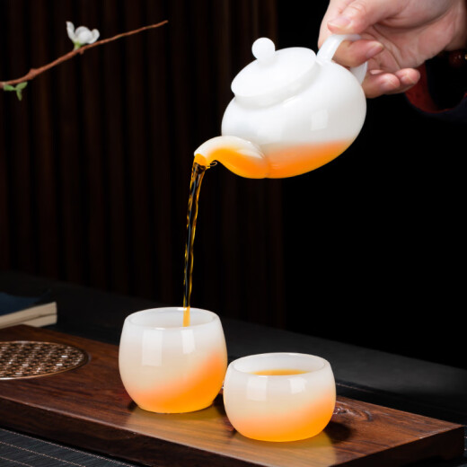 Baichunbao porcelain brand tea set, white jade glass tea cup, personal tea tasting cup, home master cup, customizable Kung Fu tea white jade glass harmony cup