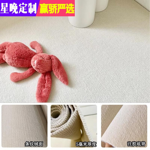 Xingwan home bedroom room living room ins style photo carpet fully covered large area rental house renovation bedside shop ash stripes (4 mm) 1.5 meters wide and 10 meters long one piece