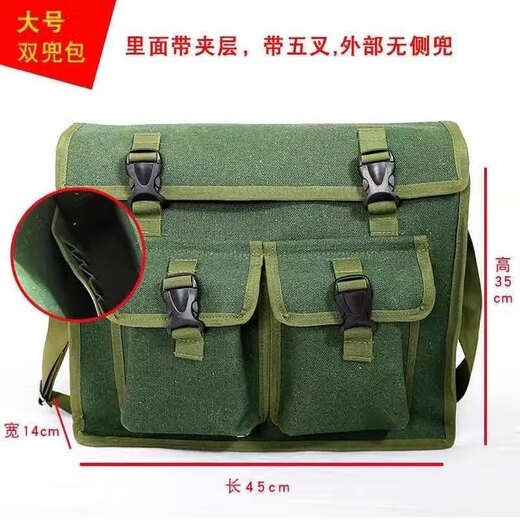 DIONO wear-resistant extra thick double-pocket double-layer construction electrician bag woodworking worker construction site labor insurance canvas shoulder bag tool bag green double pocket large size 45*34*14